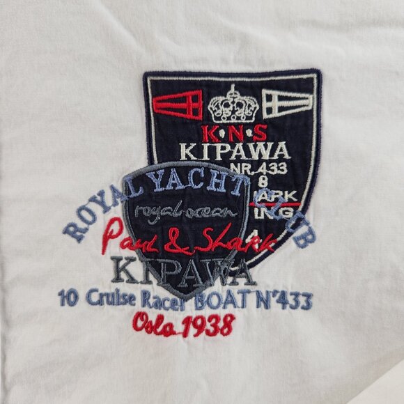 Paul & Shark Cotton Graphic Print Button-Down Medium White Shirt Men Long Sleeve - Picture 6 of 16